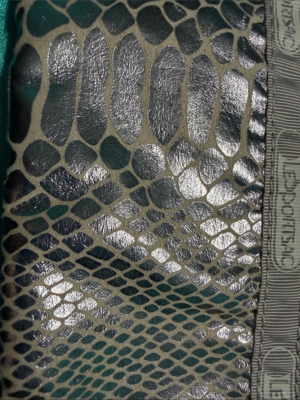 Lesportsac Taupe Metallic Snake-Print Triple Zip Pouch - Picture 4 of 7